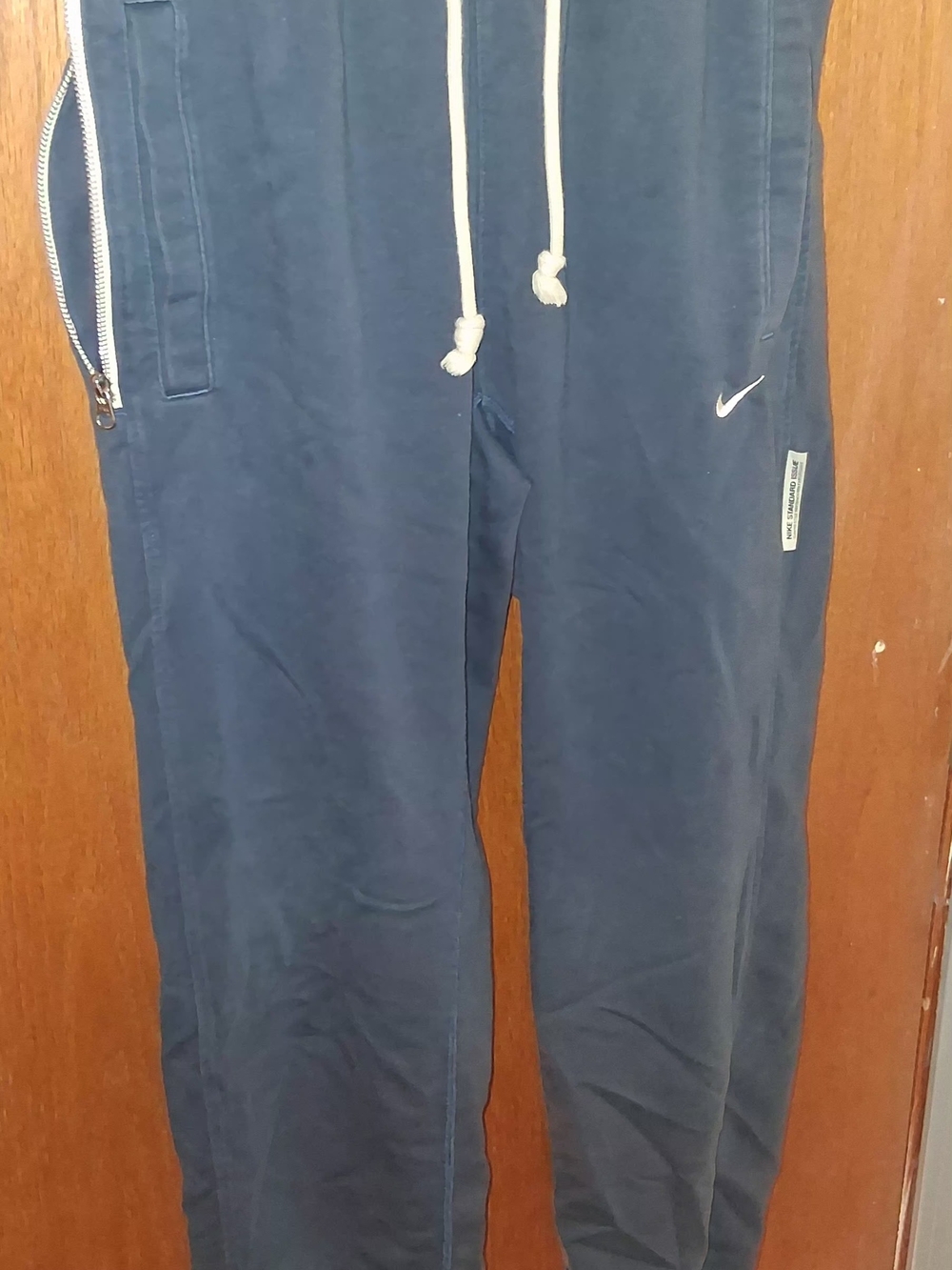 Nike Navy Sweatpants with White Drawcord and Zipper Pocket